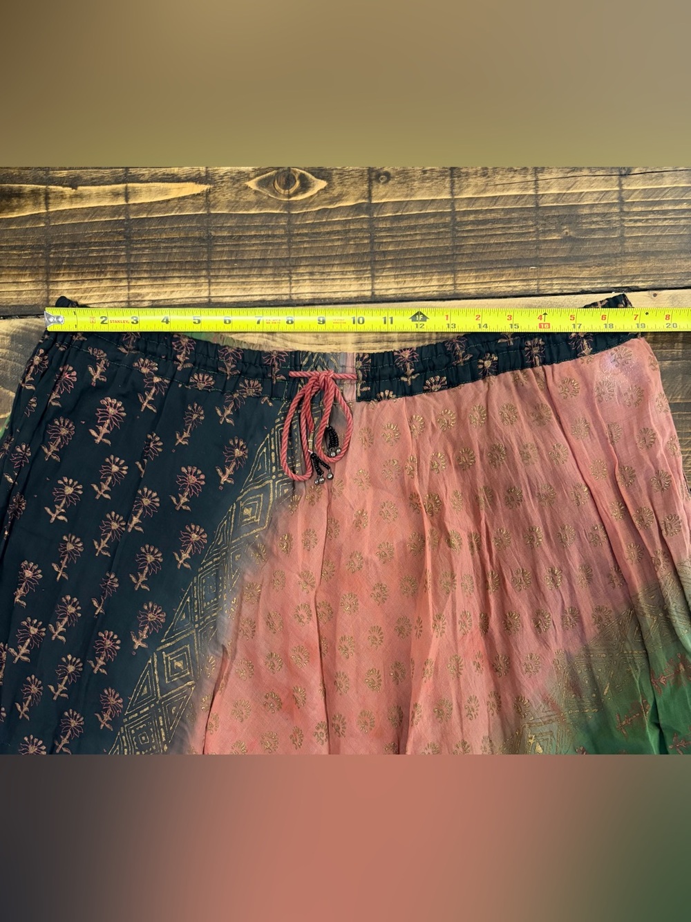 Boho Patchwork Maxi Skirt Free Size Cotton India Festival Hippie Gypsy Gold - Picture 6 of 8